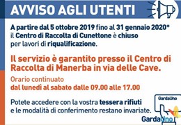 Dal 5 ottobre chiude per lavori l’isola ecologica di Cunettone