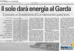 Il sole darà energia al Garda