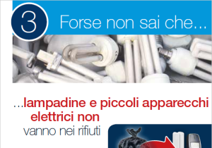 Lampadine e piccoli apparechhi elettrici non vanno nei rifiuti