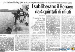 Giornale di Brescia – 10/05/2004: I sub liberano il Benaco da 4 quintali di rifiuti