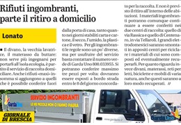 Lonato: rifiuti ingombranti, parte il ritiro a domicilio