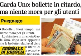 Giornale di Brescia: Puegnago, bollette in ritardo, ma niente mora per gli utenti