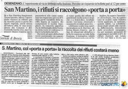 San Martino, i rifiuti si raccolgono 'porta a porta'
