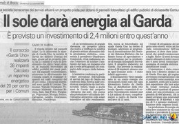 Il sole darà energia al Garda