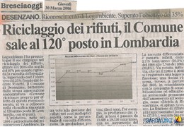 Desenzano - Riciclaggio dei rifiuti, il Comune sale al 120° posto in Lombardia